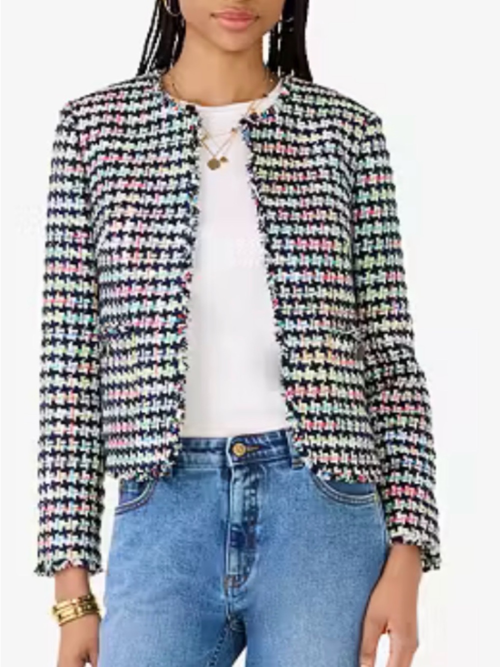 NWT Kate Spade Multicolor/Navy Tweed Jacket - Size 8